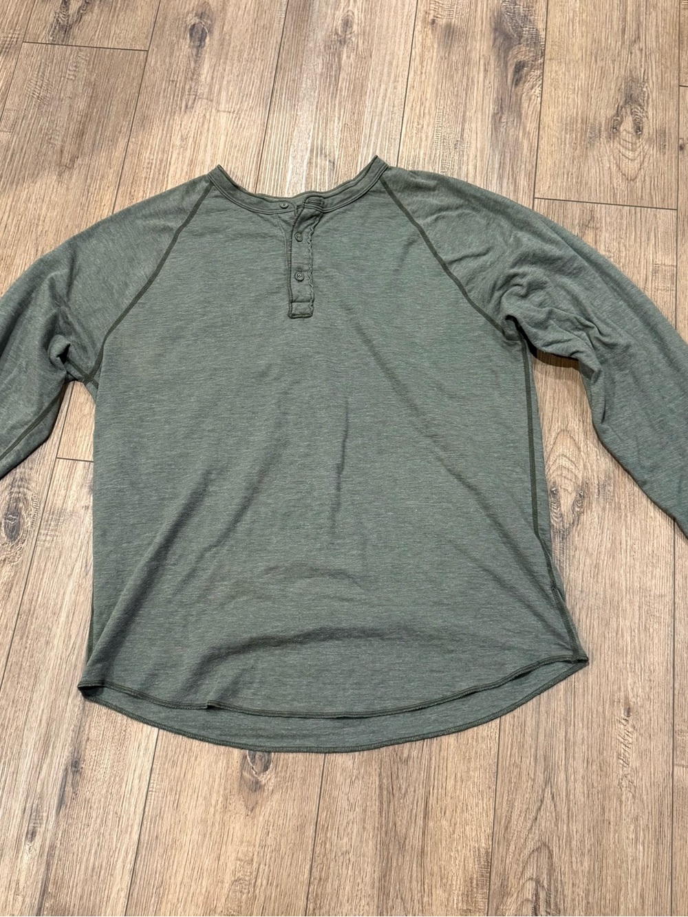 Men's Long-Sleeve Henley in Olive Green
